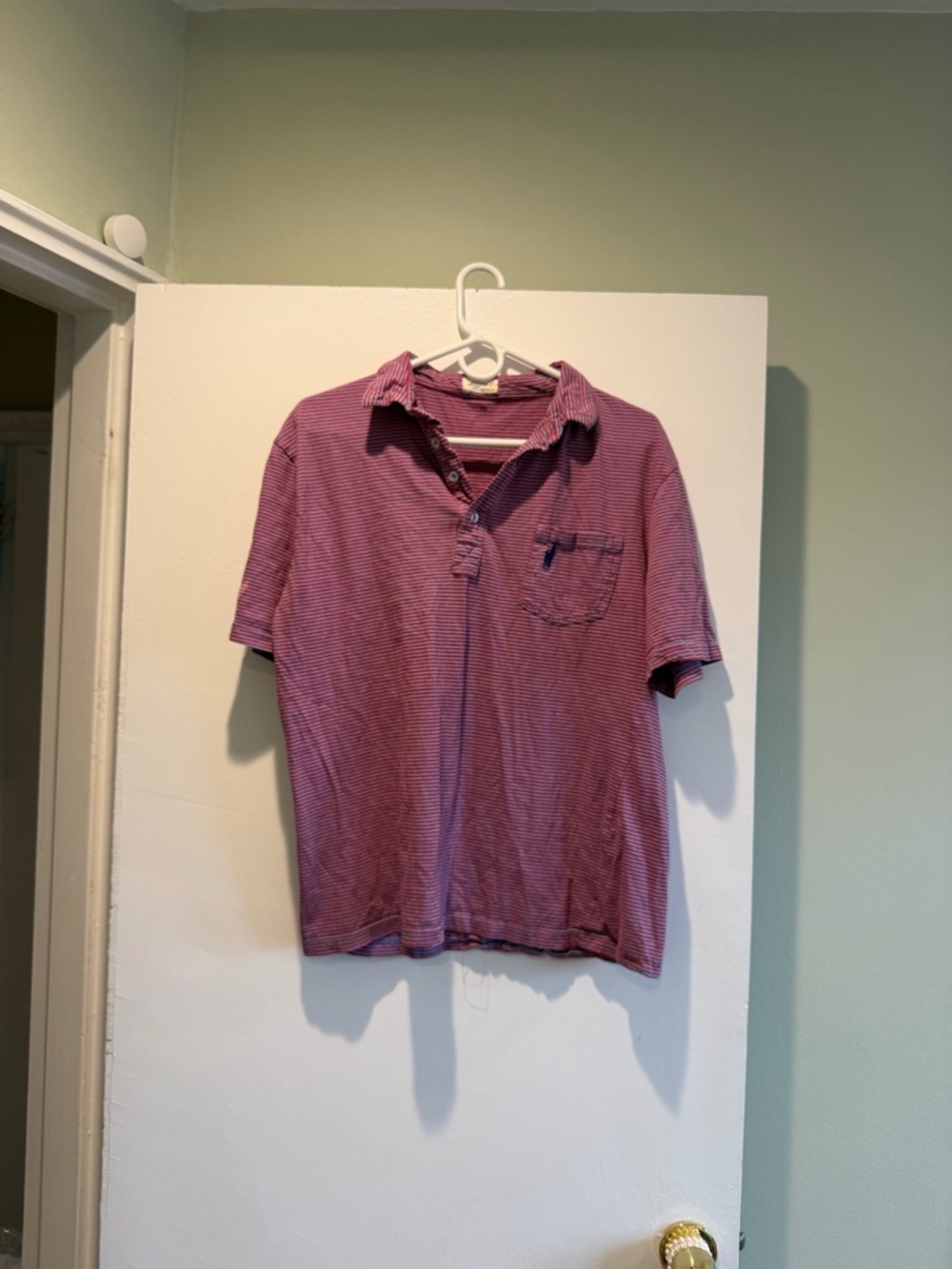 Men's Striped Short-Sleeve Polo Shirt - Red striped